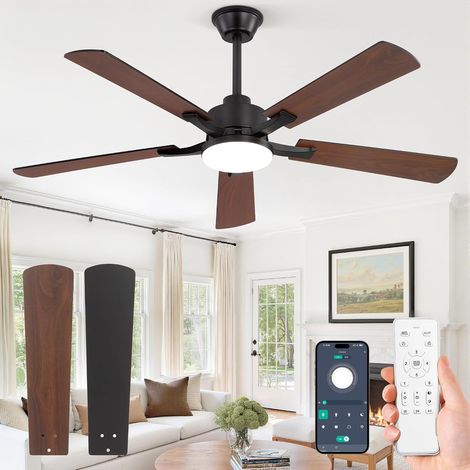Ceiling Fan with 52" LED Light, Silent DC Motor, 6 Speed, Remote Control (1/5)