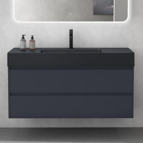 Mai & Mai Mobile Bagno Sospeso 120x48x63cm,Set di Arredo Bagno Antracite Opaco, Mobile Sottolavabo con Cassetto Soft-Close e Lavabo Antracite 120cm (1/5)