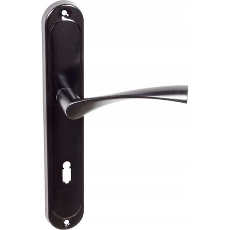Manilla de puerta Domino Romana BB72 negra - placa larga, acero