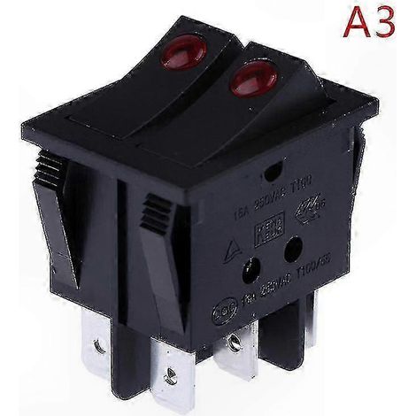 Interrupteur à bascule double bouton 16A 250V pour radiateur à huile, commande marche/arrêt (1/5)