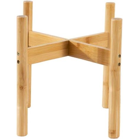 Mid Century Modern Indoor Plant Stands,Wooden Adjustable Flower Pot Stand, Indoor Outdoor Potted Plant Stand for Yard, Living Room, Office, Garden (1/5)