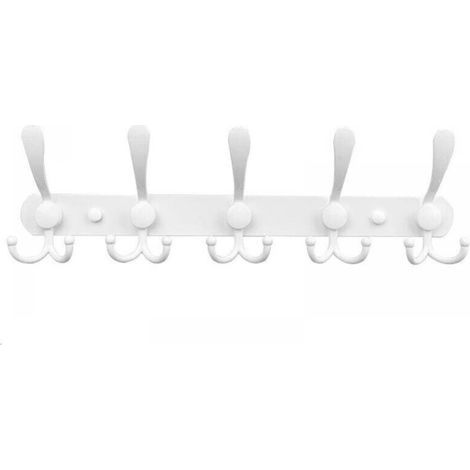 Porte Manteau Mural en Acier Inoxydable, Patères Porte Manteaux Crochet Mural pour Manteaux Serviettes Peignoirs (Blanc, 15 Crochets, 1pcs) (1/4)