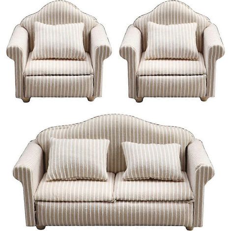 Canapé mini meuble pour poupées avec coussin, échelle 1:12, doux et facile à nettoyer, idéal pour maison de poupée. (1/4)