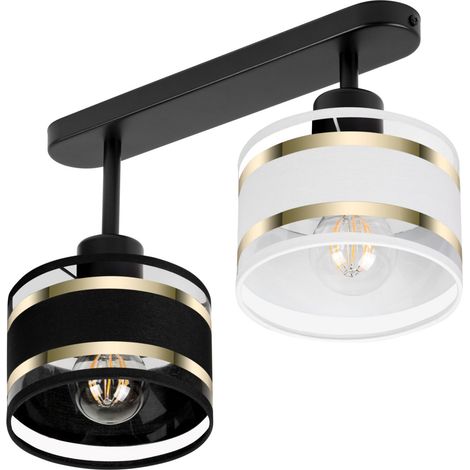 Plafoniera nera con paralumi, in metallo industriale, 2xE27, illuminazione LED moderna per soggiorno, cucina, camera da letto, cameretta dei bambini, loft (1/5)