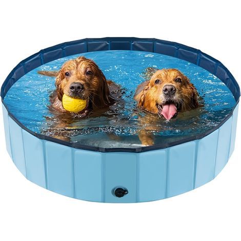 Piscine pliable pour chien, baignoire 100CM XL en PVC, adaptée pour chiens, chats et enfants, animaux de compagnie, chiots - Bleu (1/5)