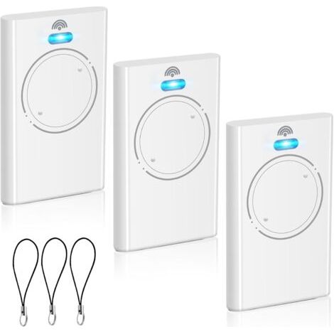 Lot de 3 télécommandes pour ouvre-porte de garage 433,92 MHz - Compatible avec XT2 433 SLH LR - 2 canaux - Blanc (1/5)