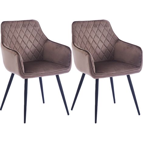 Set 2 Sedie da Pranzo in Velluto Marrone Ergonomica Poltrona Sedia Ufficio Casa (1/4)