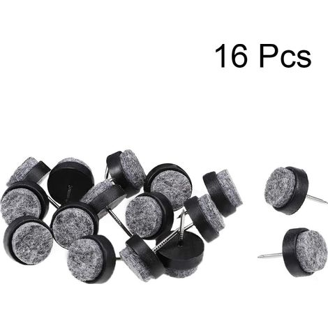 EASYCOMFORT 16 pièces Coussinets en feutre pour meubles à clouer Glide Chair Table Leg Guards 17 mm de diamètre Noir (1/5)