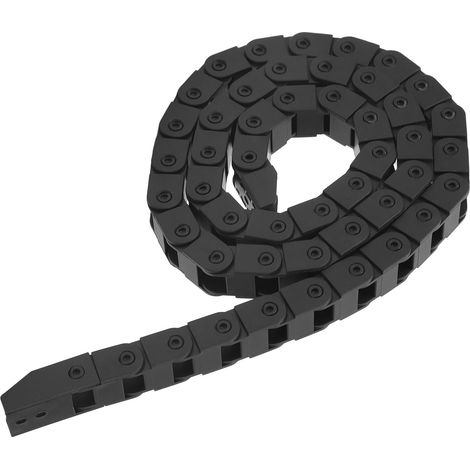Chaîne porte-câbles en plastique noir 10 mm x 10 mm, longueur 1 m, pour usinage CNC, avec connecteur d'extrémité. (1/5)