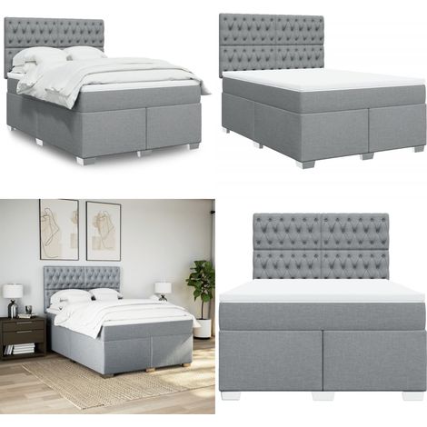 vidaXL Boxspringbett mit Matratze Hellgrau 140x200 cm Stoff (1/5)