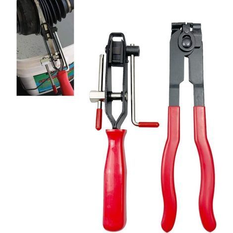 Pinza per fascette stringitubo in acciaio stampato – Impugnatura antiscivolo – Meccanismo di taglio integrato – Per fascette per giunti omocinetici (1/5)