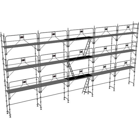Ponteggio 128m² - Struttura + Piani + Parapetto - MEKA48P-128-SP