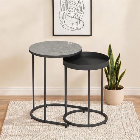Table basse coloris gris en métal 42 x 42 x 54 cm (1/5)