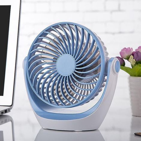 bleu D'encre(rotation 360,aliment Par Usb)ventilateur De Bureau Usb, Ventilateur Silencieux Portable, Mini Ventilateur Puissant, 3 Vitesse Petit V (1/5)