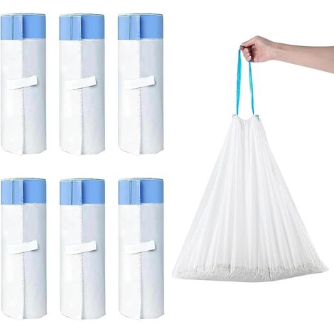 100 doublures pour bac à litière avec cordon de serrage, sacs pour litière de 55 x 30 cm, adaptés aux bacs autonettoyants, résistants aux rayures, anti-fuites et durables - Lot de 6 550 x 300 mm, ave (1/5)