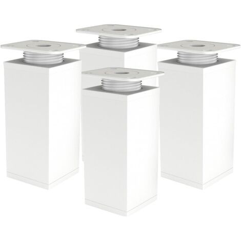 Pieds de meuble réglables lot de 4 – Aluminium anodisé 120mm – Capacité 120kg – Plaques de montage incluses – Fixation par vis (1/4)