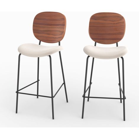 Set de 2 sillas de bar de tela beige 65,5cm - Simone