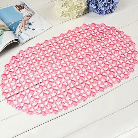 Non-Slip Bath Floor Shower Tub Mat Plastic Rubber PVC,Rose red (1/2)