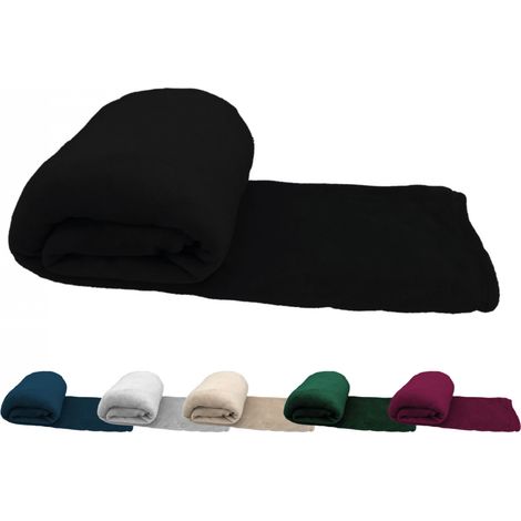 Couverture, plaid polaire, jeté de canapé 220 x 240 cm en flanelle ultra doux - Noir - Vivezen