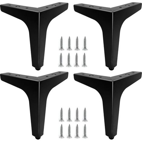 Set di 4 gambe per mobili in metallo nero da 15 cm, gambe resistenti per divani, tavolini da caffè, rialzi per tavoli che consentono di alzare o sostituire comodini, divani, supporti per TV, poltrone (1/5)