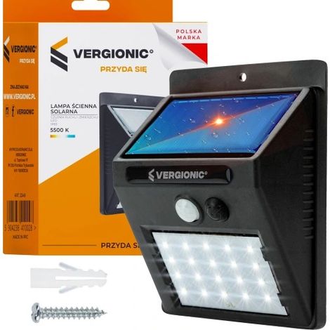 Solarlampe mit 20 LEDs, Bewegungsmelder, Dämmerungssensor, Außenwandleuchte