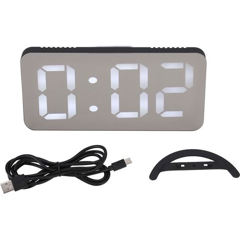 Multifunktionaler digitaler LED-Wecker mit 2 USB-Anschlüssen und automatischer Dimmfunktion für Schlafzimmer oder Büro TS-8201-HW (1/5)