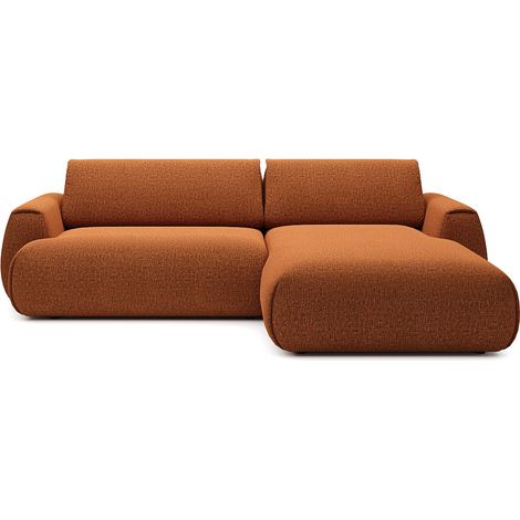 Canapé d'angle droit convertible en tissu chenille terracotta MONELIA (1/4)