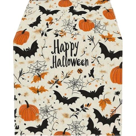 Chemin de table de Thanksgiving, motif gothique chauve-souris fantôme citrouille, centre de table en tissu imprimé citrouille (1/5)