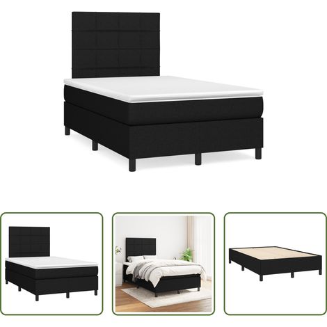 Matelas à ressorts ensachés - Sommier à lattes de lit avec matelas noir 120x190 cm tissu (1/5)
