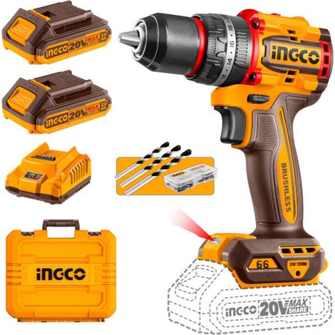 Trapano ingco cidli20668e senza fili 20V 2 batterie 2Ah (1/4)