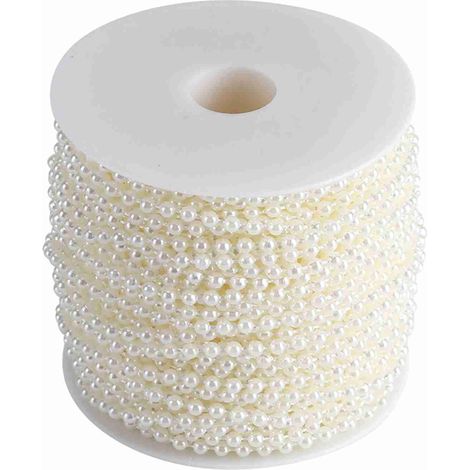 GARRYFIZH Rouleau de 40 m de perles artificielles de 4 mm pour la décoration de rideaux, rideaux et autres ornements (beige) - Idéal pour mariages, festivals et fêtes.