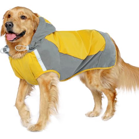 Imperméable chien, veste ajustable avec bandes réfléchissantes, capuche, imperméable, pour petits et moyens chiens (1/5)