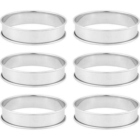 Paquet de 6 Anneaux Muffin Anglais Double Roulé 4 Pouces, Crumpet en Acier Inoxydable,, Rond