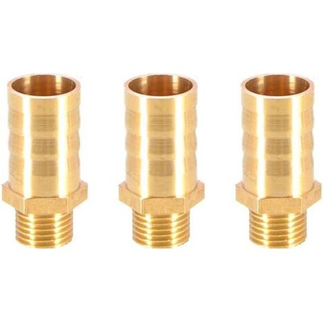 Lot de 3 raccords de tuyau cannelés en laiton coupleur connecteur 16 mm vers 1/4" mâle BSP fileté raccord de mamelon de tuyau adaptateur de tuyau (1/3)
