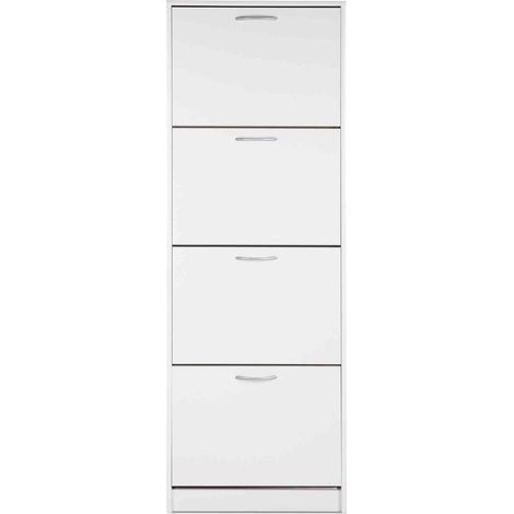 Meuble à chaussures 4 tiroirs en bois coloris blanc - MC7042 (1/3)