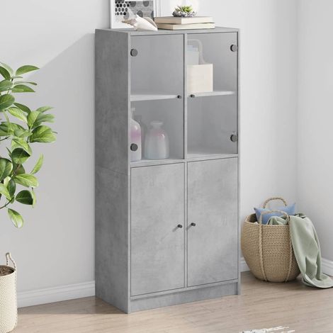 Aparador alto con puertas madera gris hormigón 68x37x142 cm vidaXL (1/5)