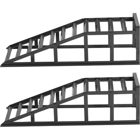 2 rampes de chargement réglables en hauteur, capacité de 2000 kg, plateformes de levage robustes pour voitures, SUV et fourgonnettes, rampes de chargement grises avec surface antidérapante (1/5)