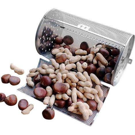 Röstkorb – 360° drehbarer Edelstahlkorb – Für Nüsse, Kaffee, Tee, Trockenfrüchte – Für drinnen und draußen – 1 Stück (1/5)