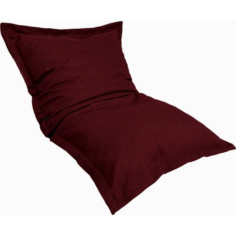 Pouf Coussin Géant XL 150x100 Prune - Effet Lin & Mousse (Salon Chic) (1/5)