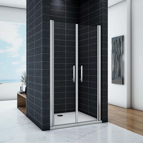 Porta Per Nicchia box doccia 2 Ante Apertura Saloon In Vetro 6mm Temperato Trasparente Anticalcare 75x195 cm (722 mm-768 mm)