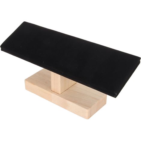 Porte-bracelets en Bois Massif avec Base en Flanelle Noire, Présentoir à Bijoux et Montres, Organisateur Stable (1/5)