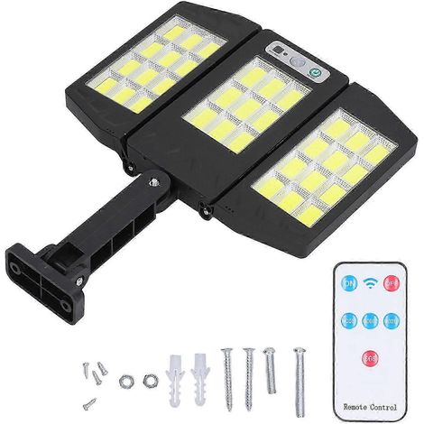 Luminaire solaire extérieur 3 têtes avec détecteur de mouvement, étanche IP64, 33 LED COB 264, éclairage de sécurité pour allée et clôture, noir. (1/5)