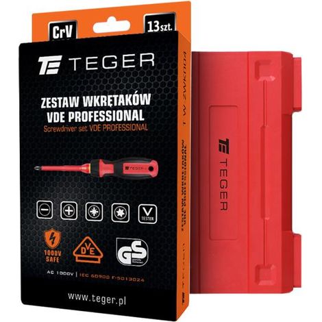 Juego de destornilladores profesionales VDE de 13 piezas / Certificado GS/VDE / Teger (1/3)