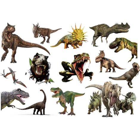 Sticker Mural Dinosaure - Autocollant 3D pour Mur - Décoration Chambre Enfant - PVC Écologique - Lot de 12 (1/5)