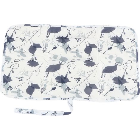 Tapis à langer en nylon imperméable, pliable et portable, à utiliser à la maison, en voiture et en extérieur, motif feuilles beiges. (1/5)