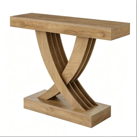 CHICFURN Mesa consola 110 x 30 x 85 cm en MDF marrón, patas en X, para entrada y salón (1/5)