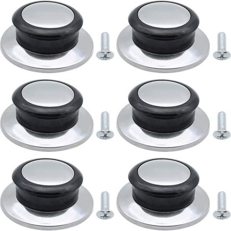 Lot de 6 boutons Grytlock en bakélite et acier inoxydable résistant à la chaleur, poignée de rechange universelle Liftknoppar avec vis pour cuisinière Grytor (1/5)