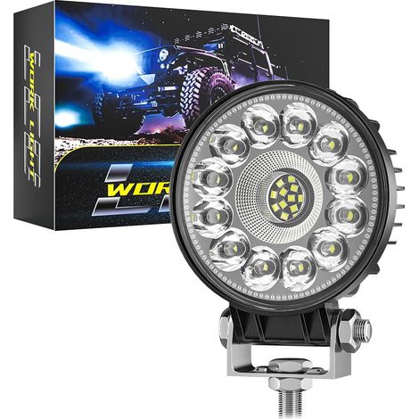 Phare de Travail LED Rond 4 Pouces 27W 2700LM, Faisceau Mixte Flood + Spot IP67, Lampe Auxiliaire pour Excavatrice, Chargeur, Moissonneuse, 4x4 et Camion DC 9-30V（4pcs） (1/5)