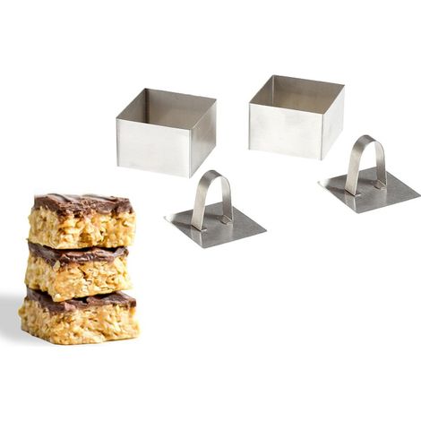 594809 Set 2 moldes de pasta cuadrada para primeros platos y postres 8x8x4 cm