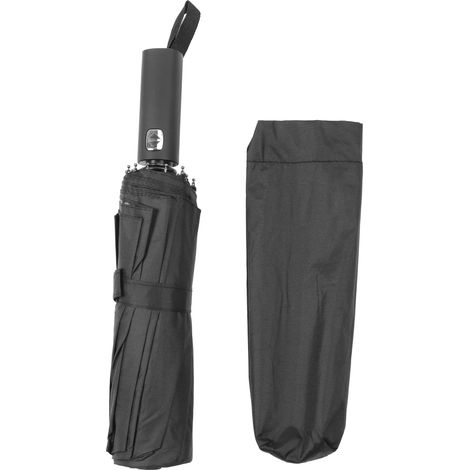 Parapluie anti-soleil et anti-pluie à 24 baleines, protection UV, pliable et automatique, noir, idéal pour les voyages quotidiens. (1/5)